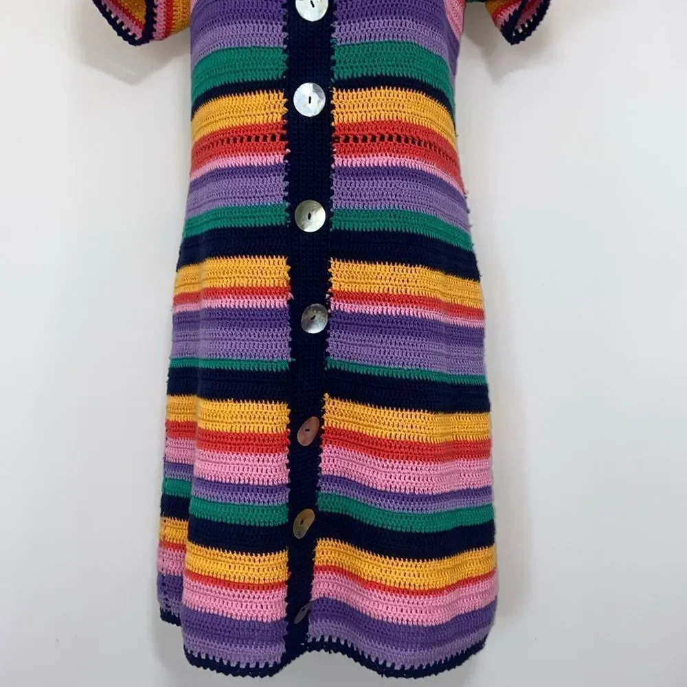 Farm Rio  Dress Multicolor Crochet "RENATA" NWOT SZ MEDIUM - Picture 4 of 7